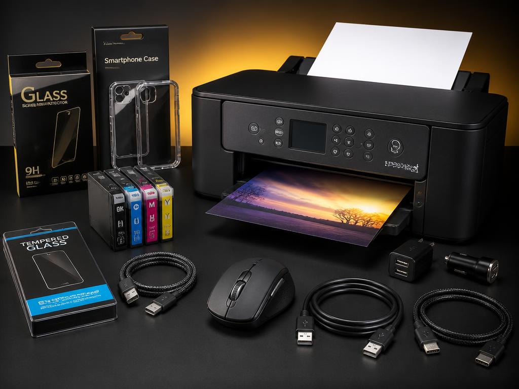 Accesorios de informática: impresora, tinta, fundas y cables